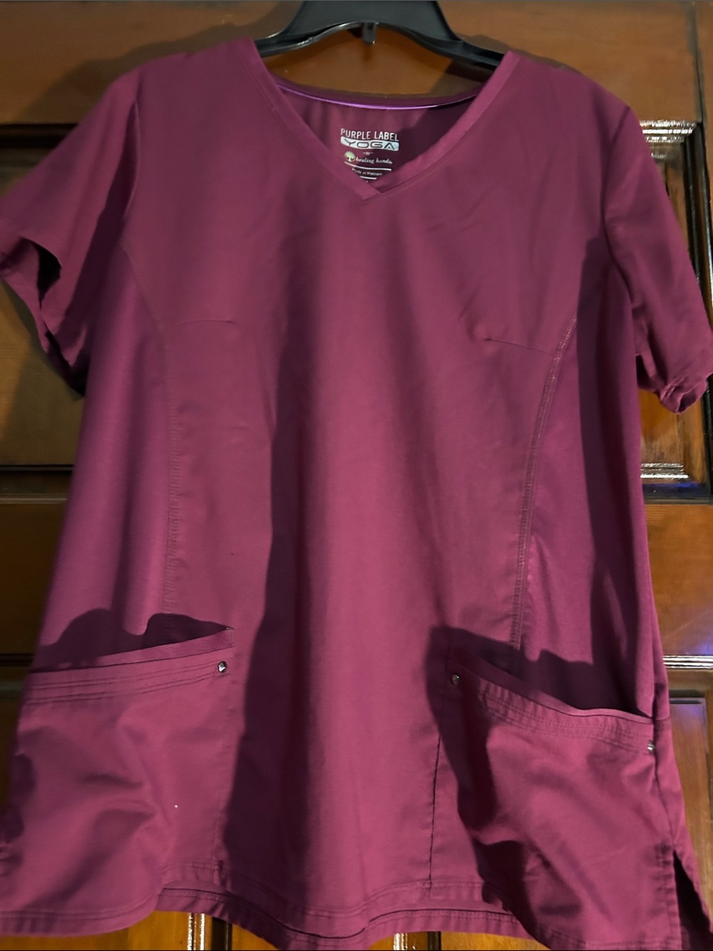 Purple Label by Cherokee Women's V-Neck Scrub Top - Burgundy
